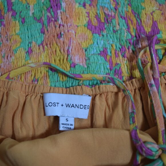 LOST+WANDER Eternal Lights Floral Minidress In Peach/Pink size small - Picture 3 of 4